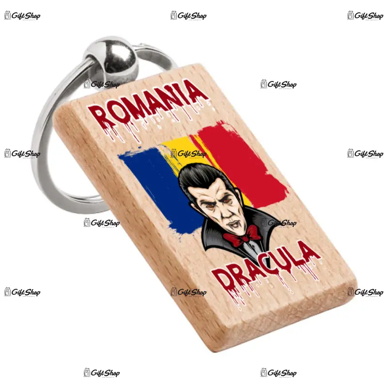 Dracula, romania, breloc din lemn, model 004